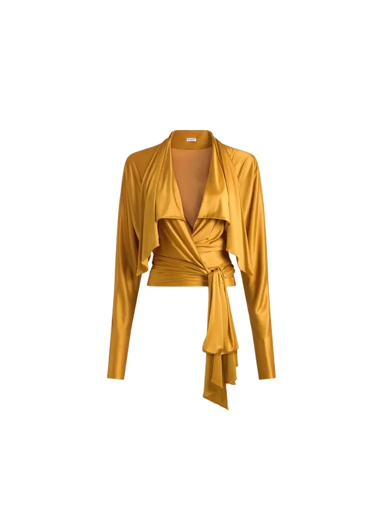Flowing jersey blouse with tie Flowing jersey blouse with tie