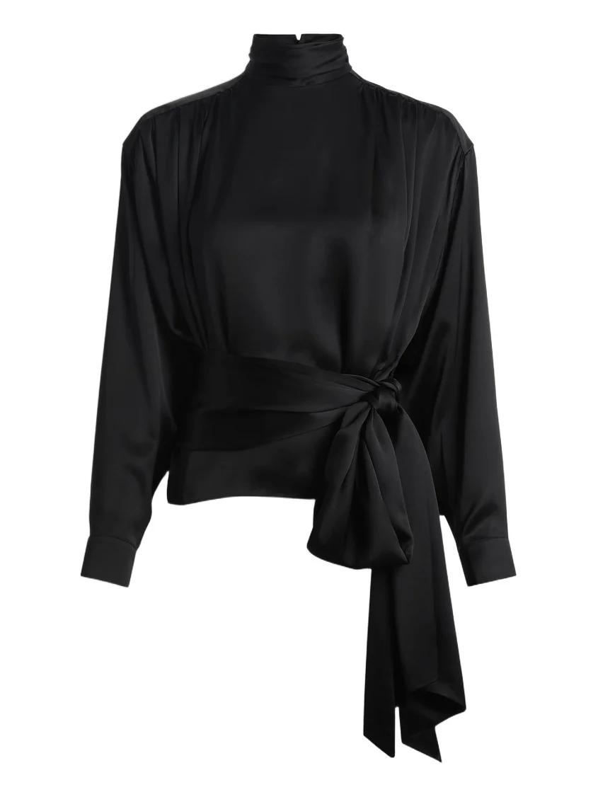 Balmain Silk satin blouse with tie detail