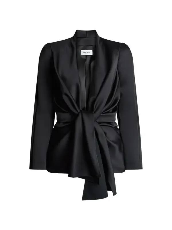Balmain Satin crepe jacket with tie detail