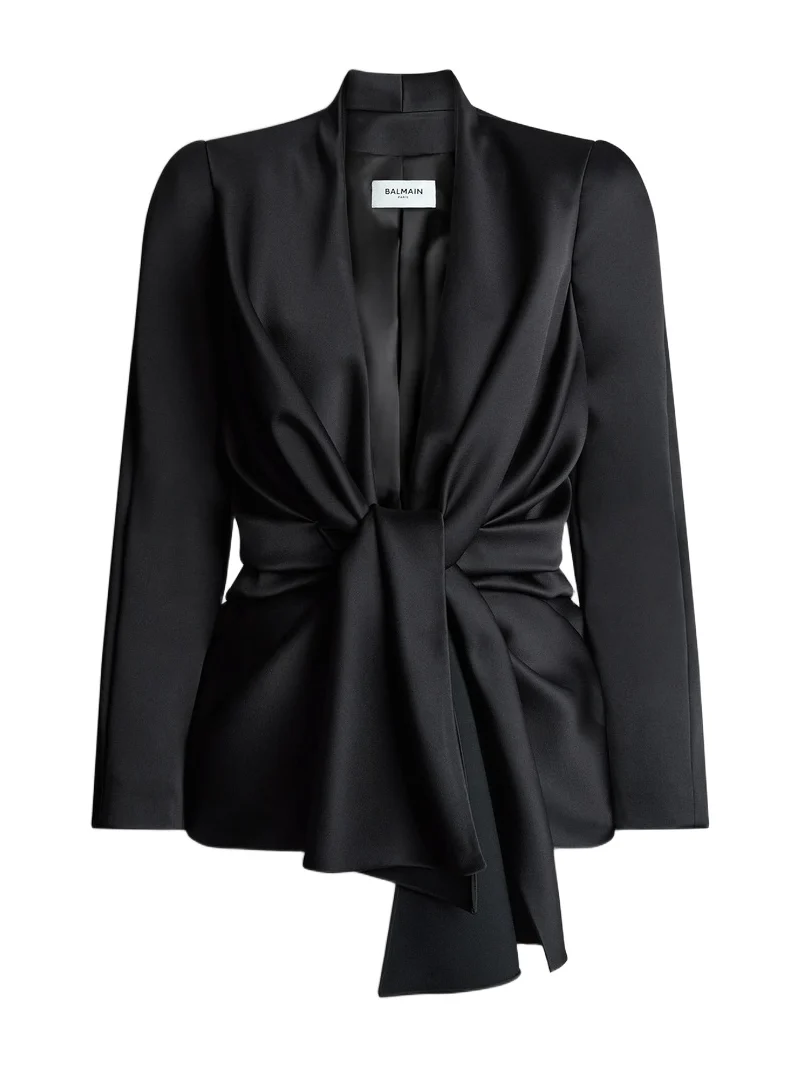 Balmain Satin crepe jacket with tie detail