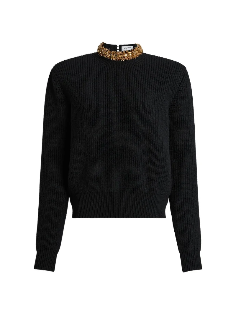 Cashmere jumper with embroidered trim Cashmere jumper with embroidered trim
