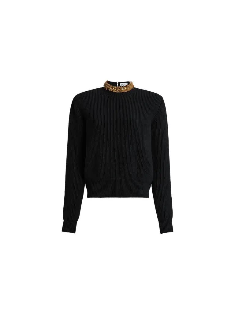 Cashmere jumper with embroidered trim Cashmere jumper with embroidered trim