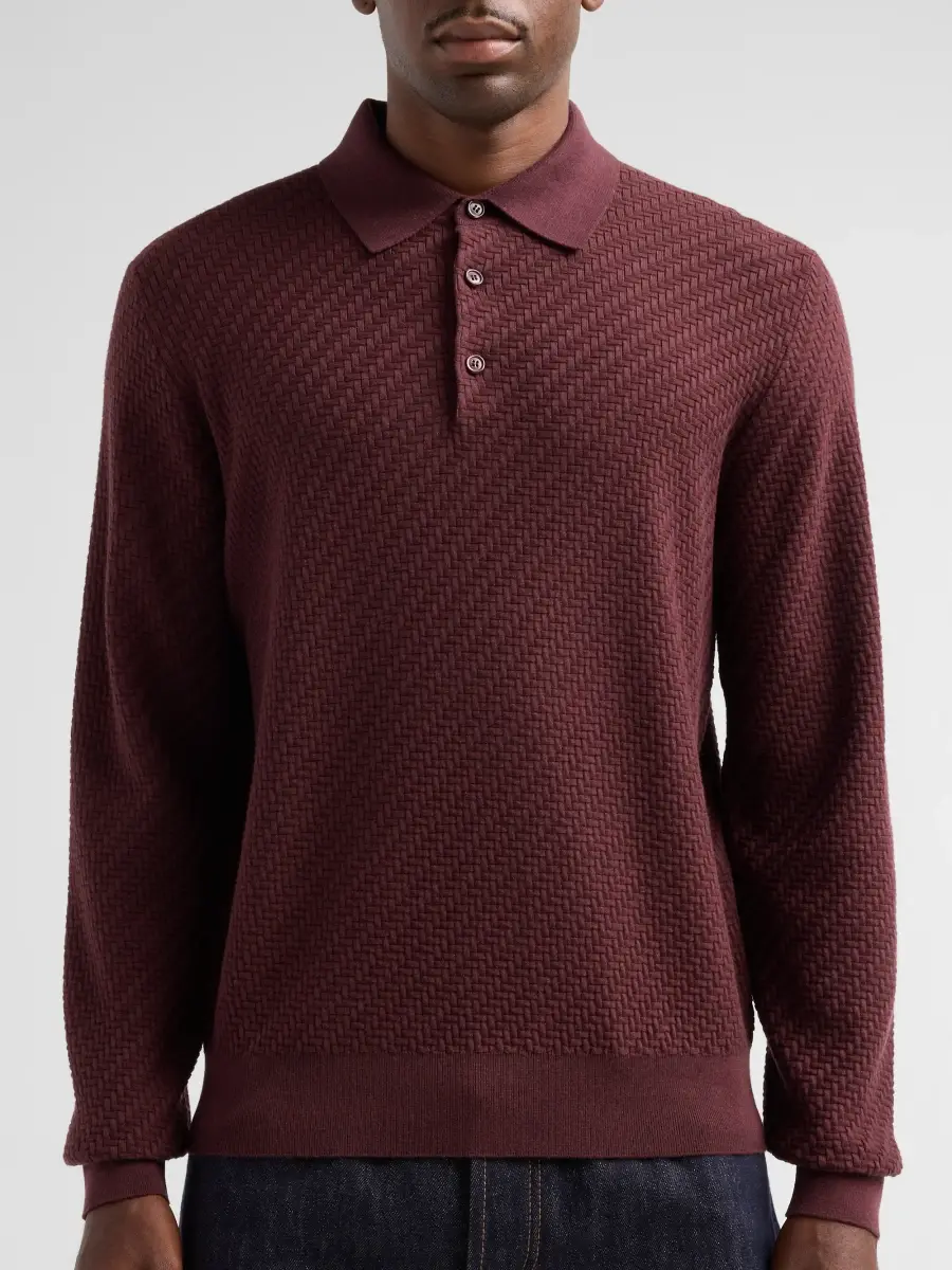 Brioni Men's Cotton-Silk-Cashmere Polo Shirt | Thumbnail 5 Brioni Men's Cotton-Silk-Cashmere Polo Shirt | Thumbnail 5