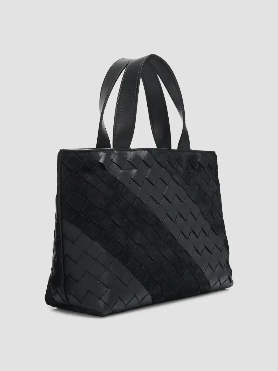 Bottega Veneta Men's Mini Striped Intrecciato Leather & Suede Zipped Tote | Thumbnail 2 Bottega Veneta Men's Mini Striped Intrecciato Leather & Suede Zipped Tote | Thumbnail 2