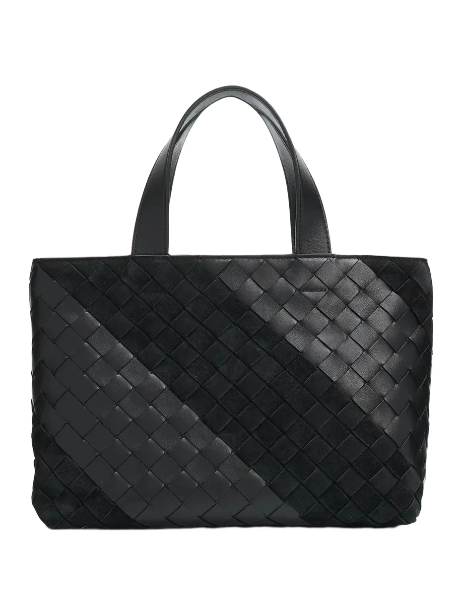Bottega Veneta Men's Mini Striped Intrecciato Leather & Suede Zipped Tote Bag