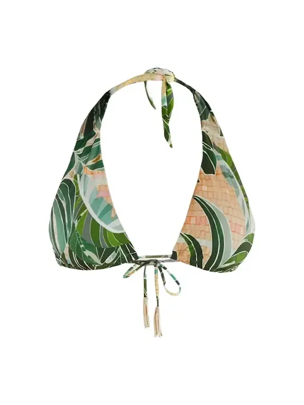 Women's Palm Print Elongaited Bikini Top Women's Palm Print Elongaited Bikini Top