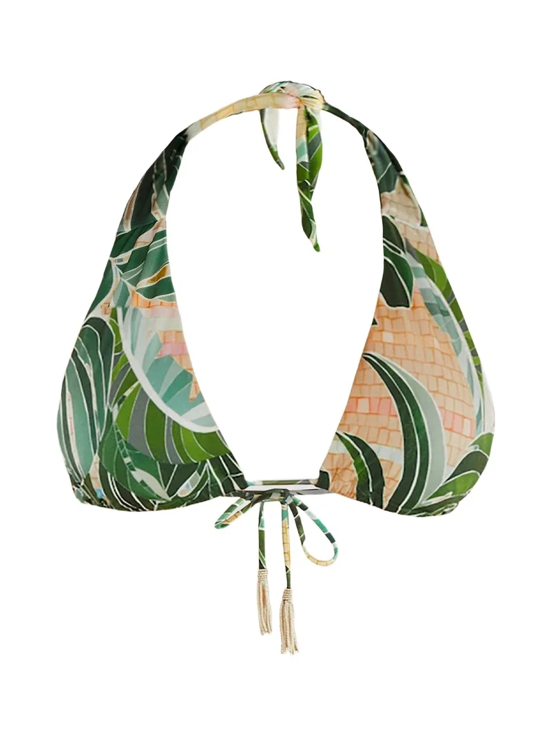 Women's Palm Print Elongaited Bikini Top Women's Palm Print Elongaited Bikini Top