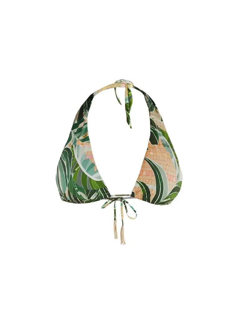 Farm Rio Women's Palm Print Elongaited Bikini Top