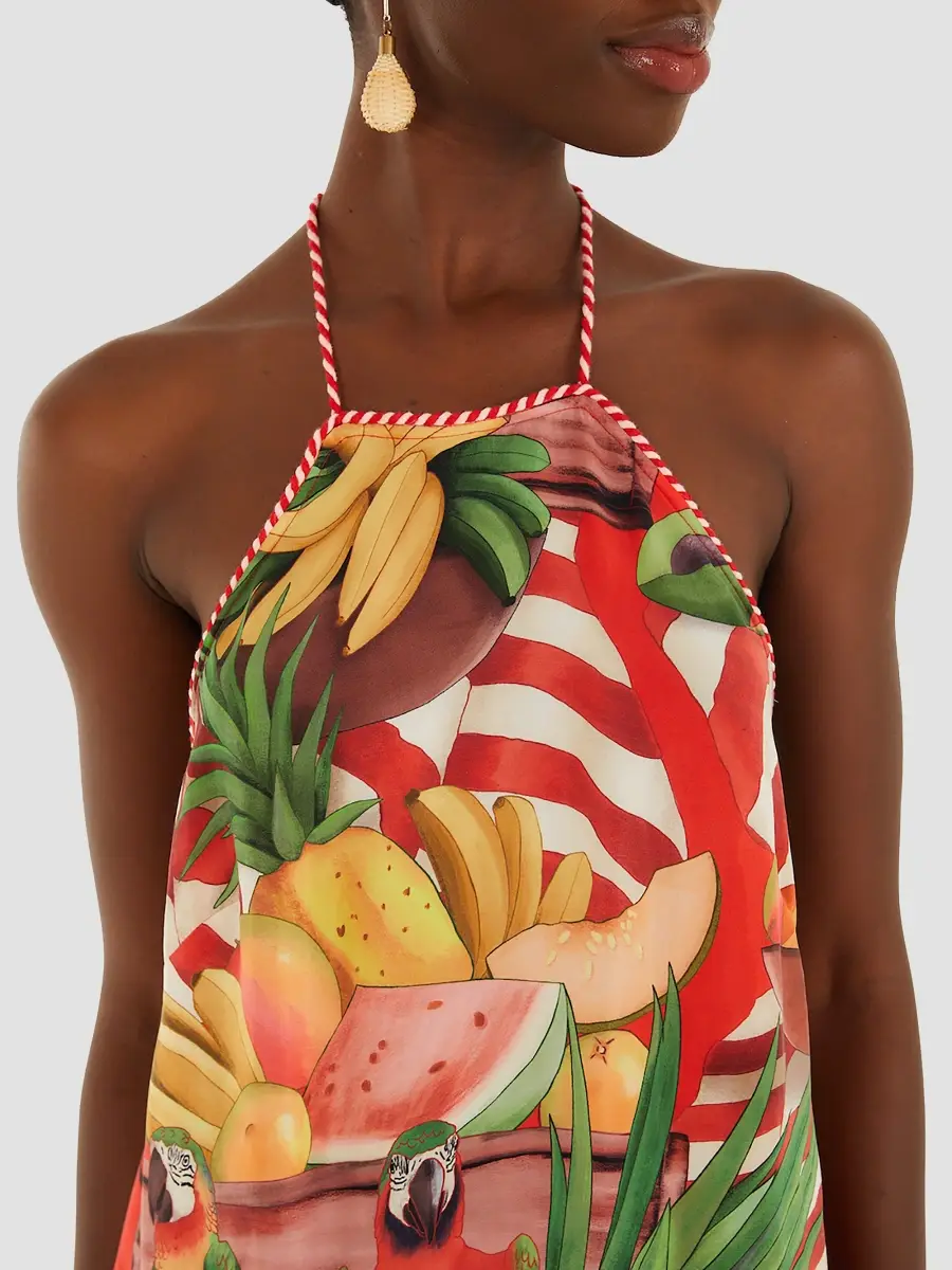 Farm Rio Women's Parrot Print Halter Mini Dress | Thumbnail 7 Farm Rio Women's Parrot Print Halter Mini Dress | Thumbnail 7