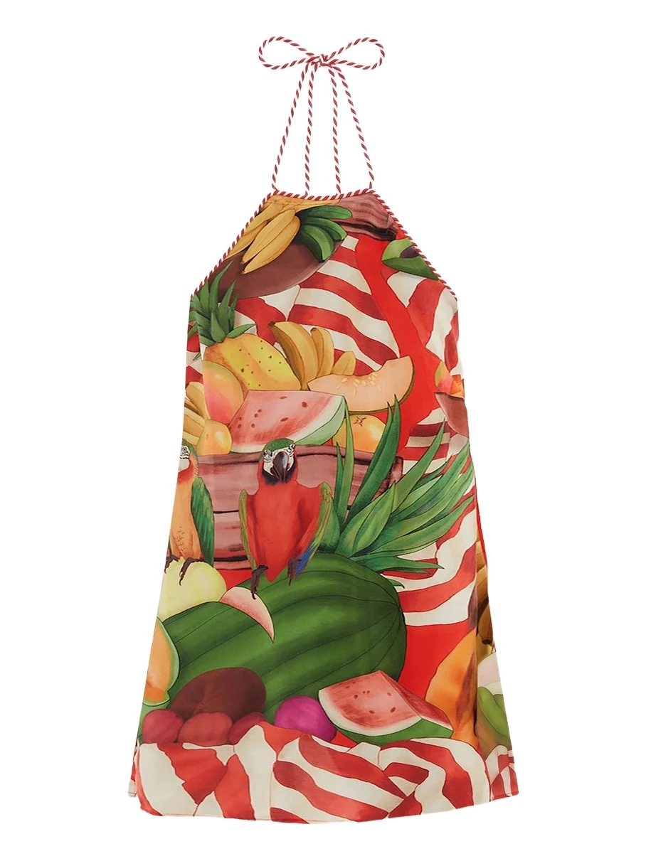 Women's Parrot Print Halter Mini Dress Women's Parrot Print Halter Mini Dress