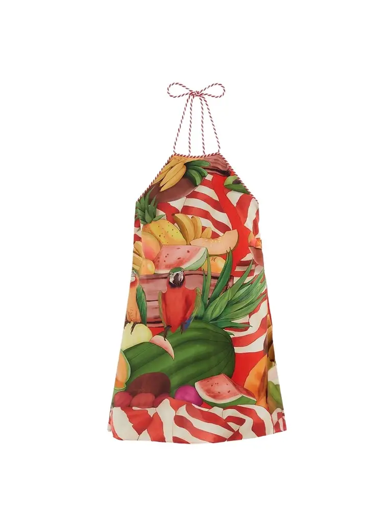 Farm Rio Women's Parrot Print Halter Mini Dress