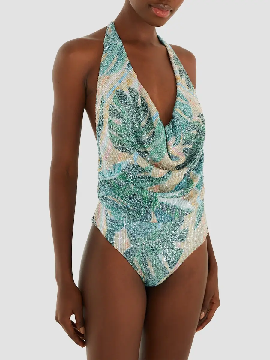 Farm Rio Women's Mosaic Draped One-Piece Swimsuit | Thumbnail 2 Farm Rio Women's Mosaic Draped One-Piece Swimsuit | Thumbnail 2