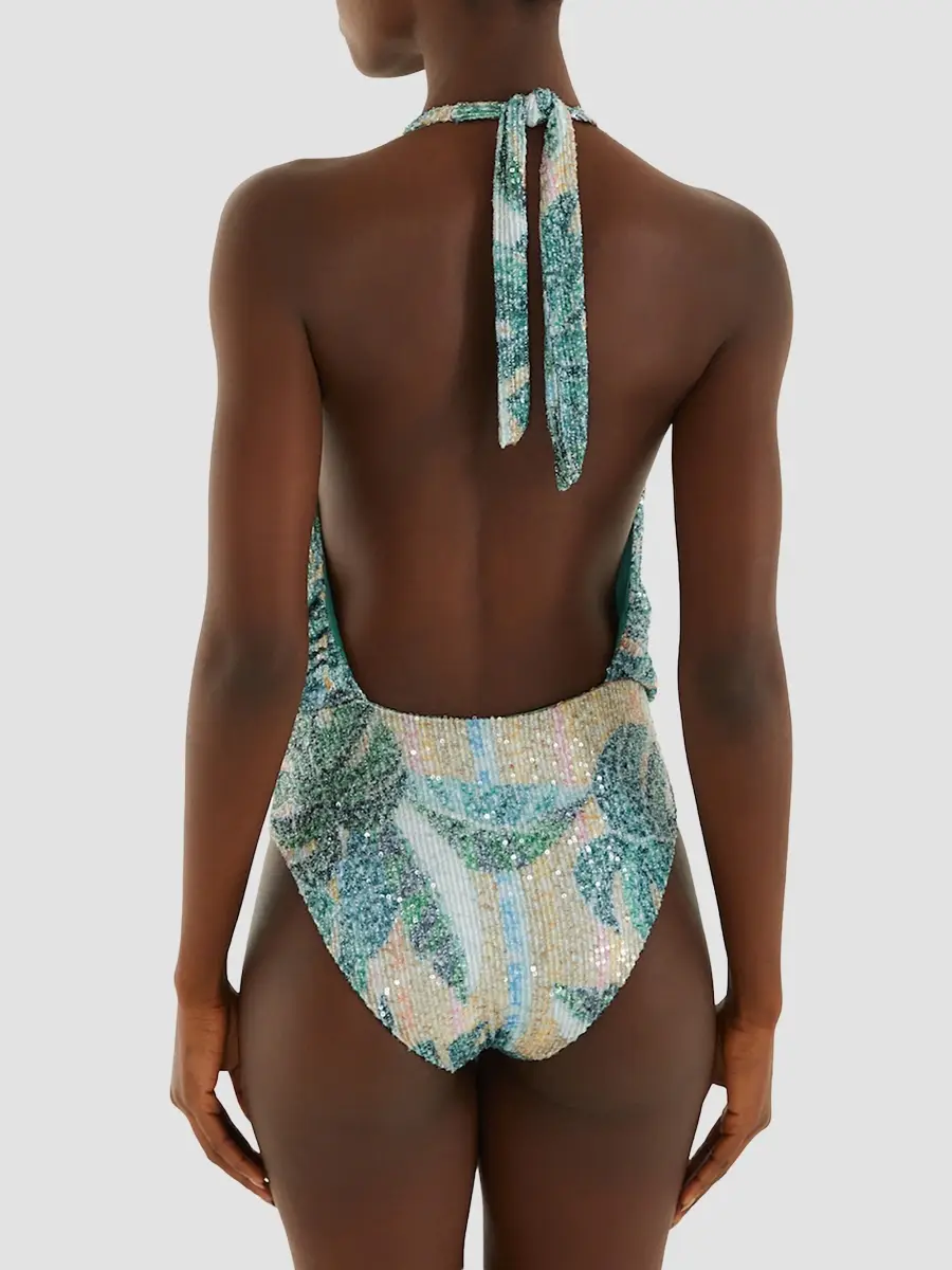 Farm Rio Women's Mosaic Draped One-Piece Swimsuit | Thumbnail 3 Farm Rio Women's Mosaic Draped One-Piece Swimsuit | Thumbnail 3