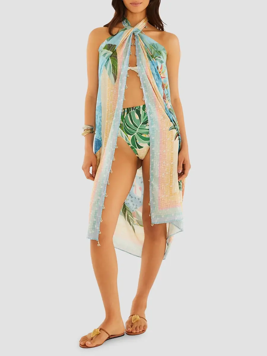 Farm Rio Women's Palm Print Sarong | Thumbnail 2 Farm Rio Women's Palm Print Sarong | Thumbnail 2