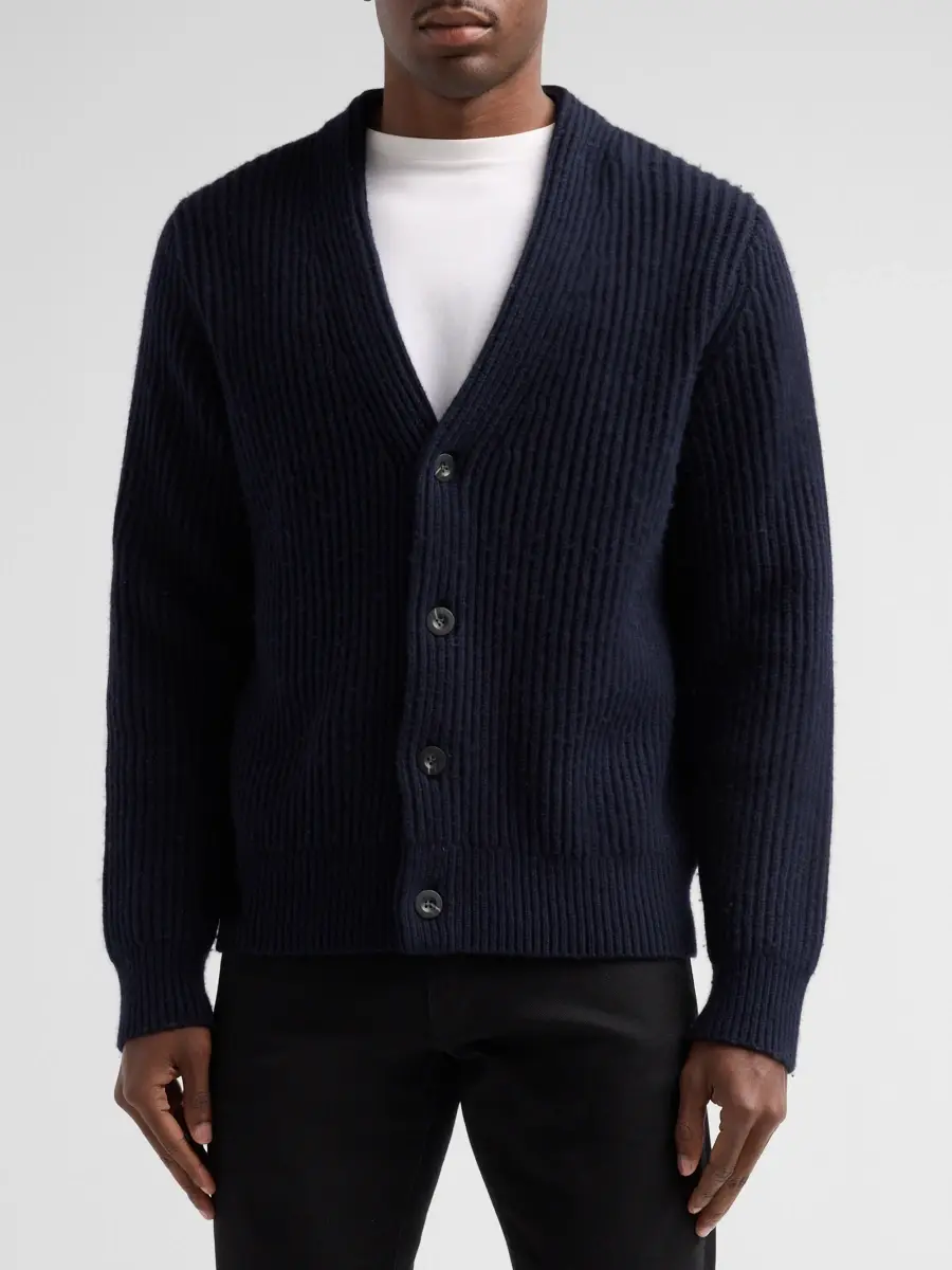 Vince Men's Winter Rib-Knit Cardigan | Thumbnail 4 Vince Men's Winter Rib-Knit Cardigan | Thumbnail 4