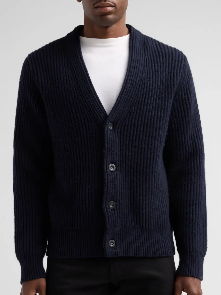 Vince Men's Winter Rib-Knit Cardigan | Thumbnail 5 Vince Men's Winter Rib-Knit Cardigan | Thumbnail 5