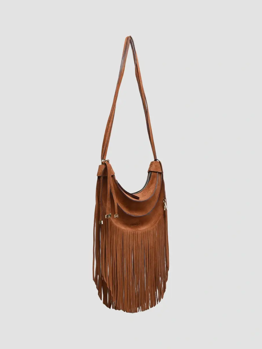 Farm Rio Women's Suede Fringe Hobo Banana Bag | Thumbnail 2 Farm Rio Women's Suede Fringe Hobo Banana Bag | Thumbnail 2