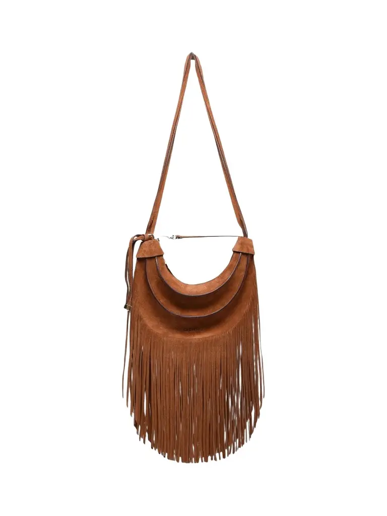 Women's Suede Fringe Hobo Banana Bag Women's Suede Fringe Hobo Banana Bag
