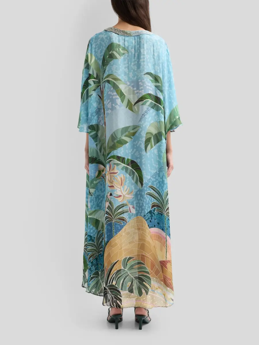 Farm Rio Women's Embroidery V-Neck Caftan Dress | Thumbnail 3 Farm Rio Women's Embroidery V-Neck Caftan Dress | Thumbnail 3