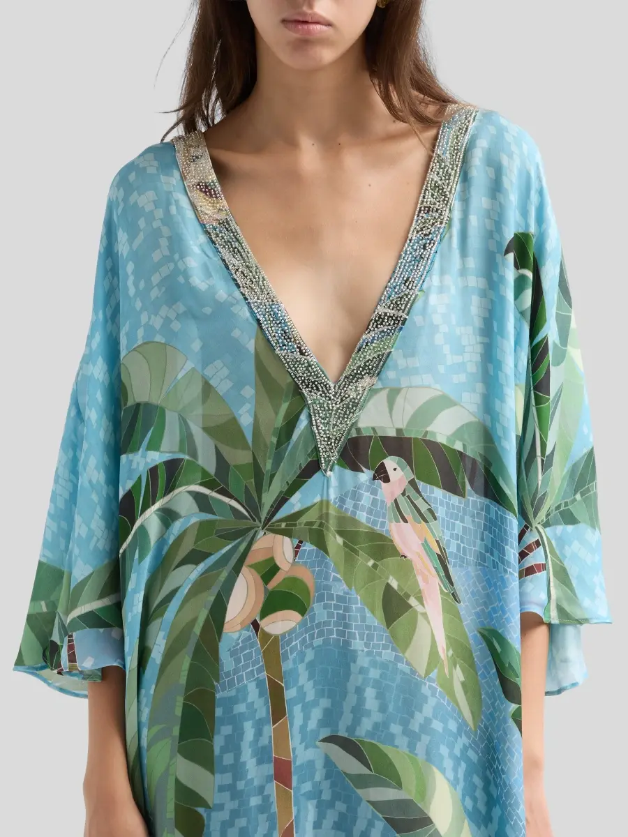Farm Rio Women's Embroidery V-Neck Caftan Dress | Thumbnail 5 Farm Rio Women's Embroidery V-Neck Caftan Dress | Thumbnail 5