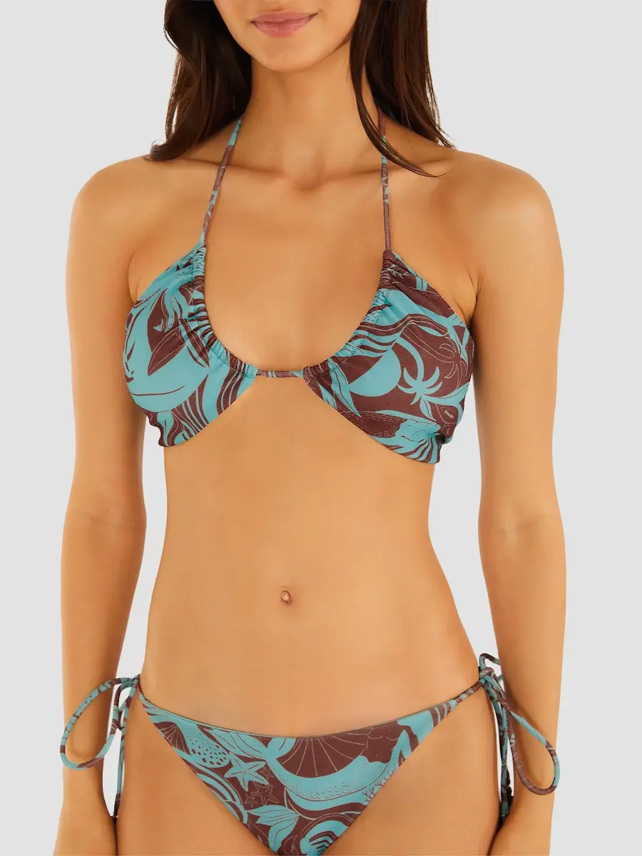 Farm Rio Women's Ocean Print Tie Bikini Bottom | Thumbnail 4 Farm Rio Women's Ocean Print Tie Bikini Bottom | Thumbnail 4