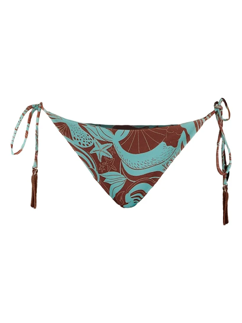 Farm Rio Women's Ocean Print Tie Bikini Bottom