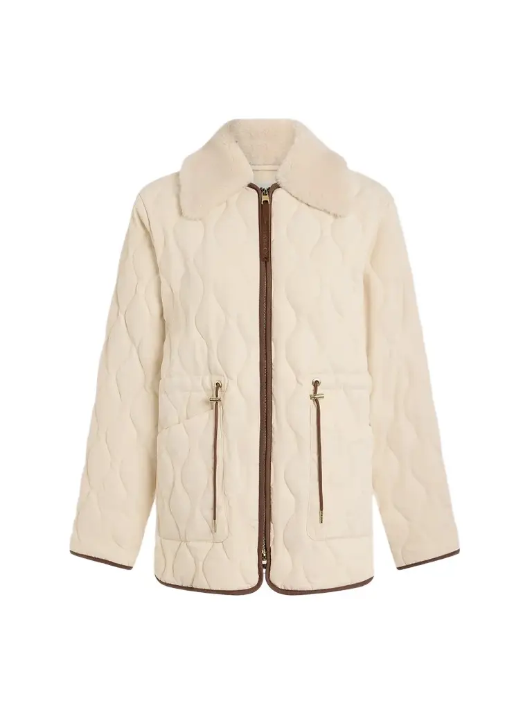 Varley Women's Bartley Faux Fur-Collar Quilted Twill Jacket