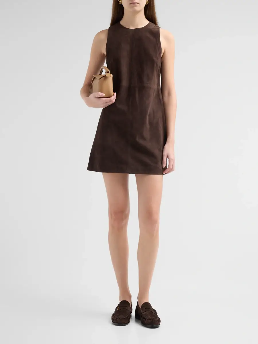 Theory Women's Suede Shift Mini Dress | Thumbnail 2 Theory Women's Suede Shift Mini Dress | Thumbnail 2