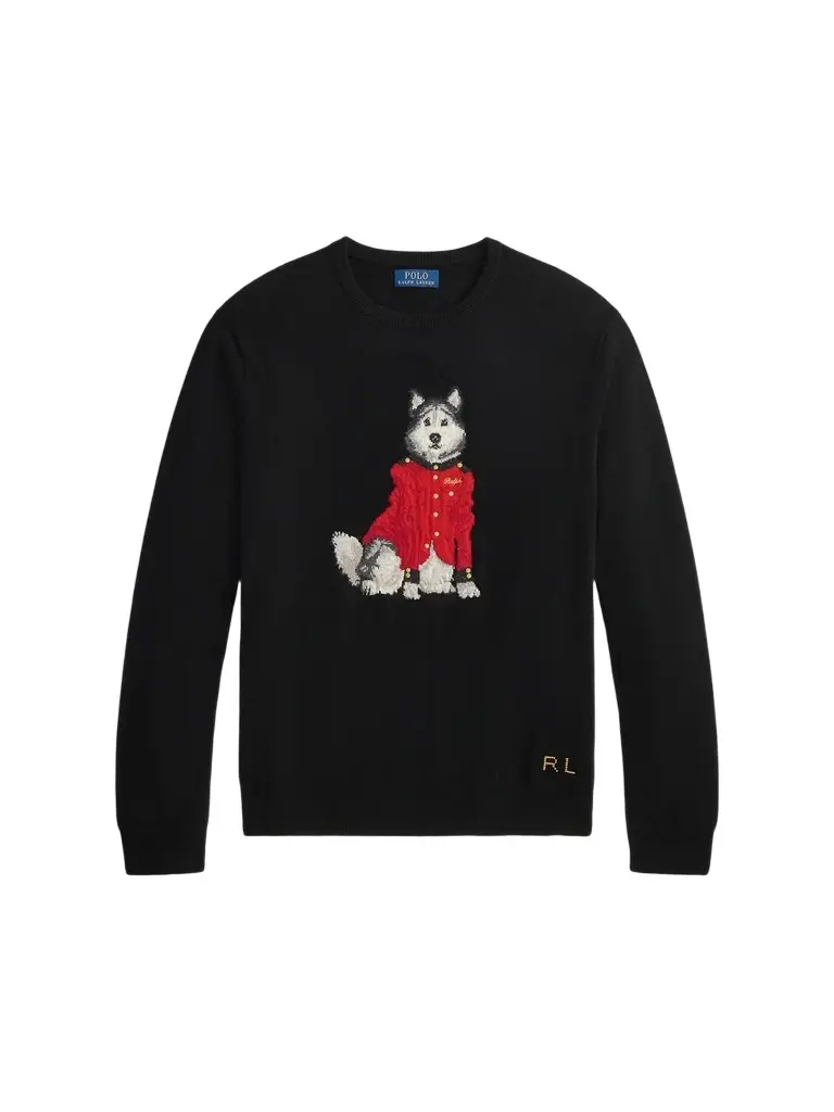 Polo Ralph Lauren Men's Dog-Intarsia Cashmere Crewneck Sweater