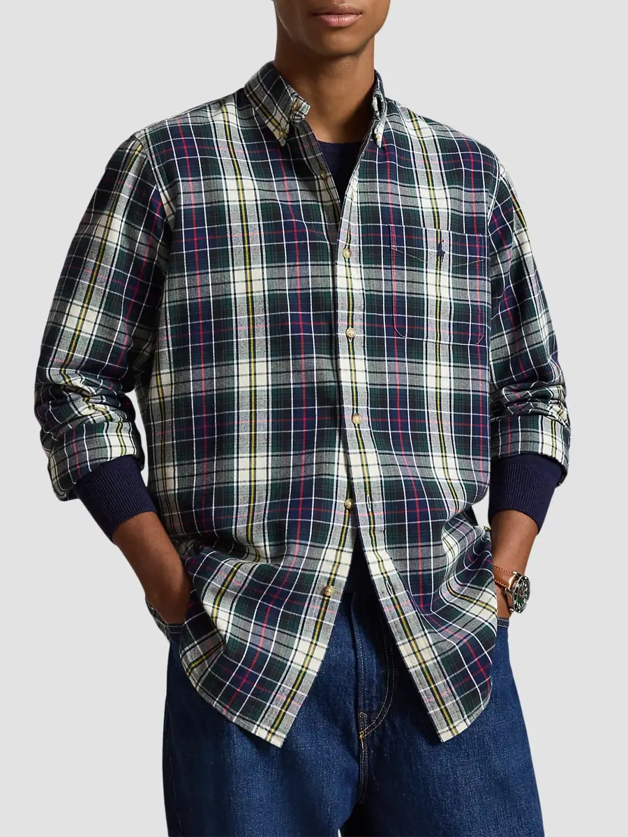 Polo Ralph Lauren Men's Plaid Brushed Oxford Cotton Classic-Fit Shirt | Thumbnail 4 Polo Ralph Lauren Men's Plaid Brushed Oxford Cotton Classic-Fit Shirt | Thumbnail 4