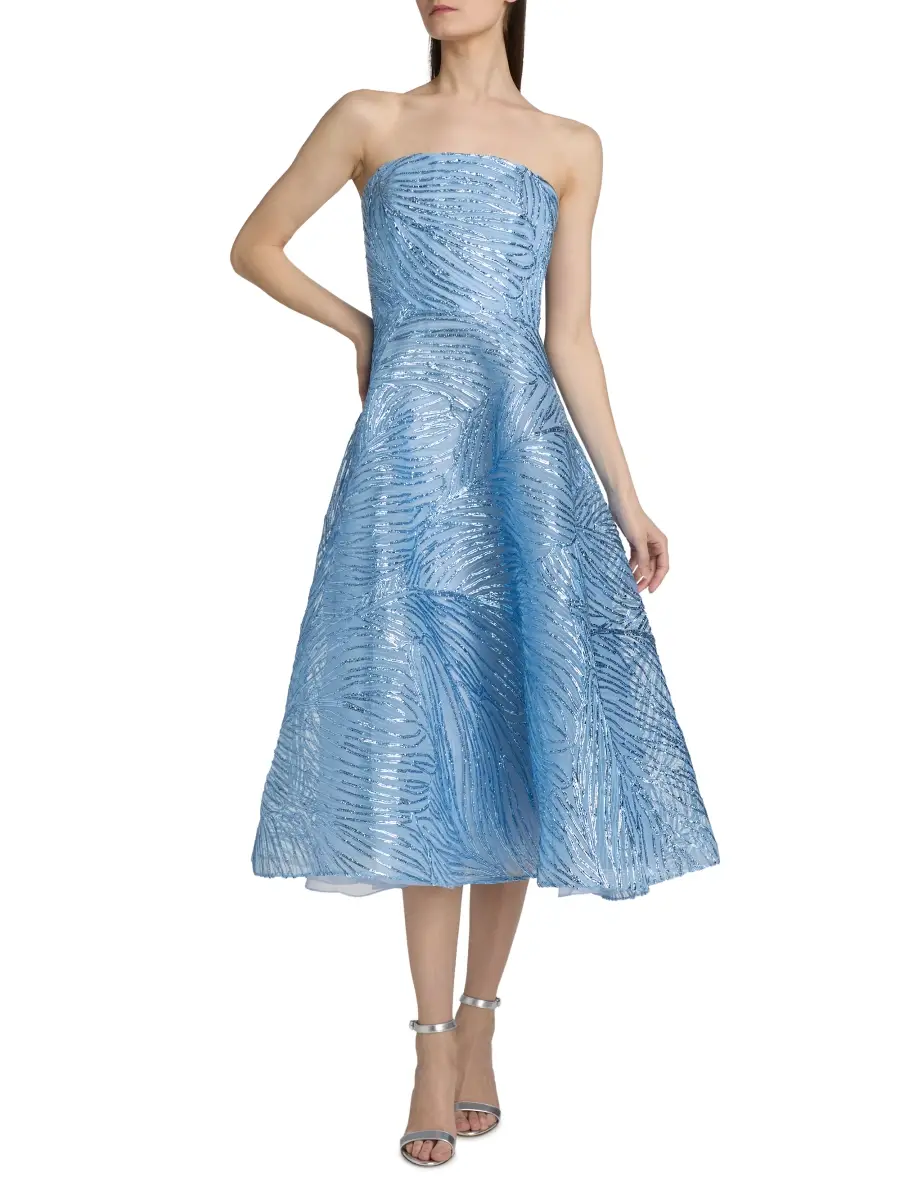 Naeem Khan Women's Strapless Raffia Cocktail Dress | Thumbnail 3