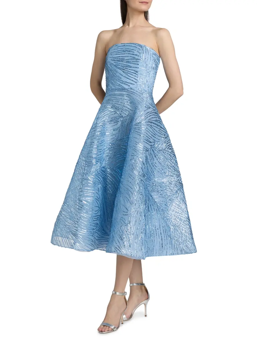 Naeem Khan Women's Strapless Raffia Cocktail Dress | Thumbnail 4
