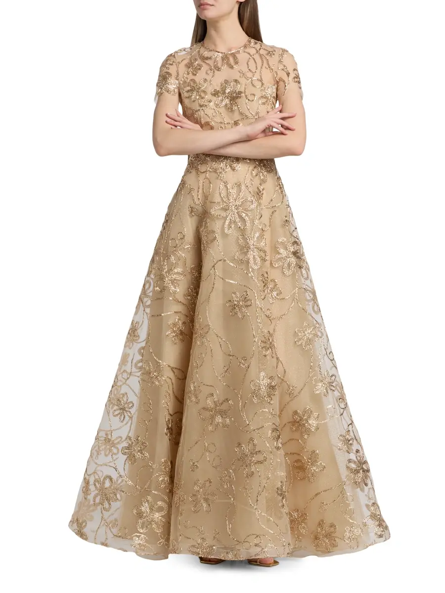 Naeem Khan Women's Glitter Embroidered Ball Gown | Thumbnail 3