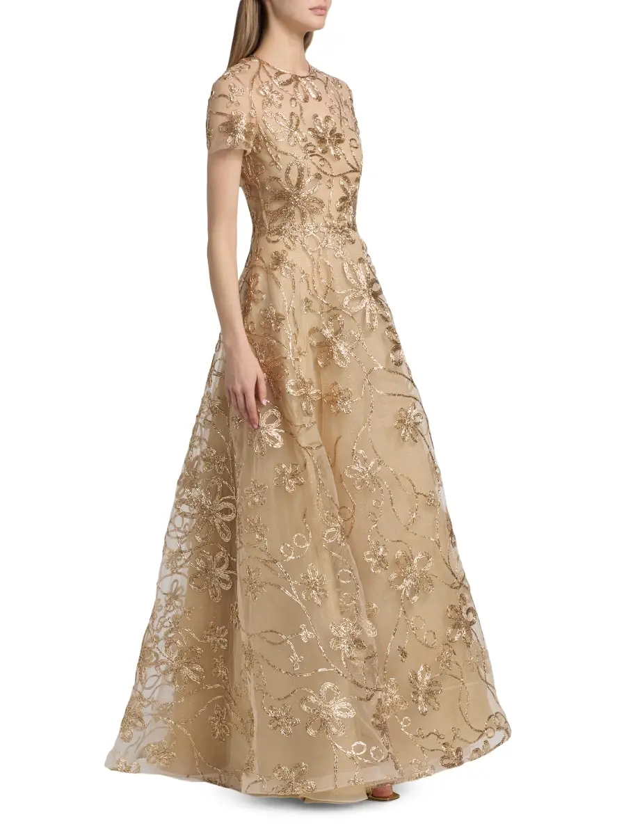 Naeem Khan Women's Glitter Embroidered Ball Gown | Thumbnail 4