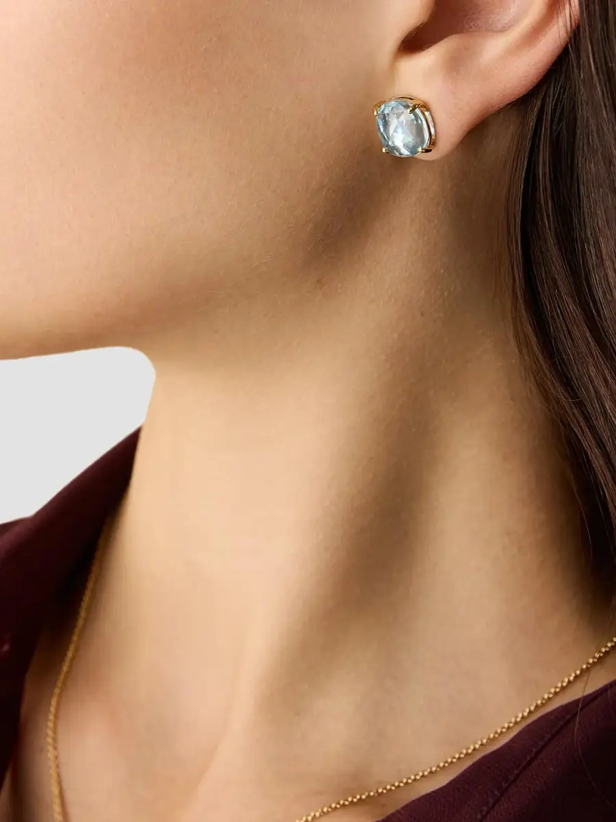 MARCO BICEGO Women's 18K Yellow Gold Jaipur Color Blue Topaz Stud Earrings | Thumbnail 2 MARCO BICEGO Women's 18K Yellow Gold Jaipur Color Blue Topaz Stud Earrings | Thumbnail 2