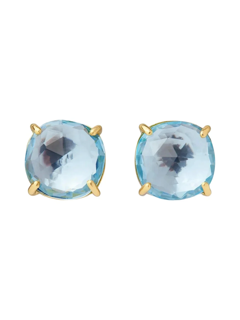 Women's 18K Yellow Gold Jaipur Color Blue Topaz Stud Earrings Women's 18K Yellow Gold Jaipur Color Blue Topaz Stud Earrings