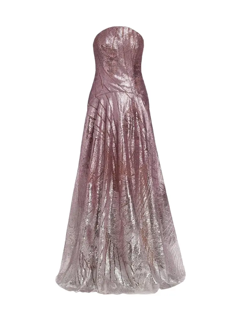 Rene Ruiz Collection Women's Sequined Strapless A-Line Gown