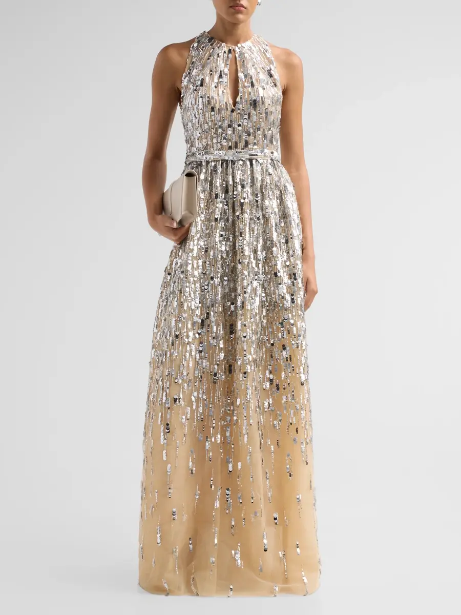 PAMELLA ROLAND Women's Embellished Tulle Cut-Out Gown | Thumbnail 2 PAMELLA ROLAND Women's Embellished Tulle Cut-Out Gown | Thumbnail 2