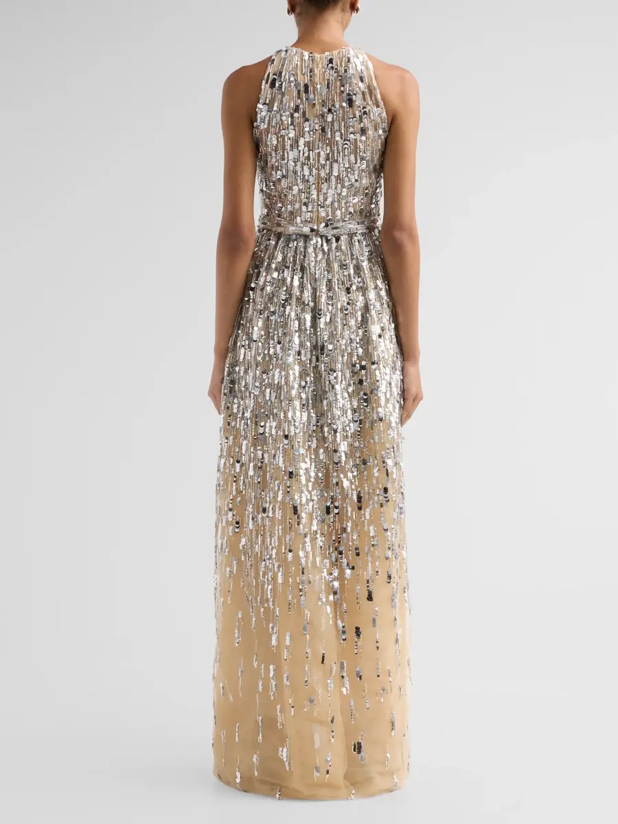 PAMELLA ROLAND Women's Embellished Tulle Cut-Out Gown | Thumbnail 3 PAMELLA ROLAND Women's Embellished Tulle Cut-Out Gown | Thumbnail 3
