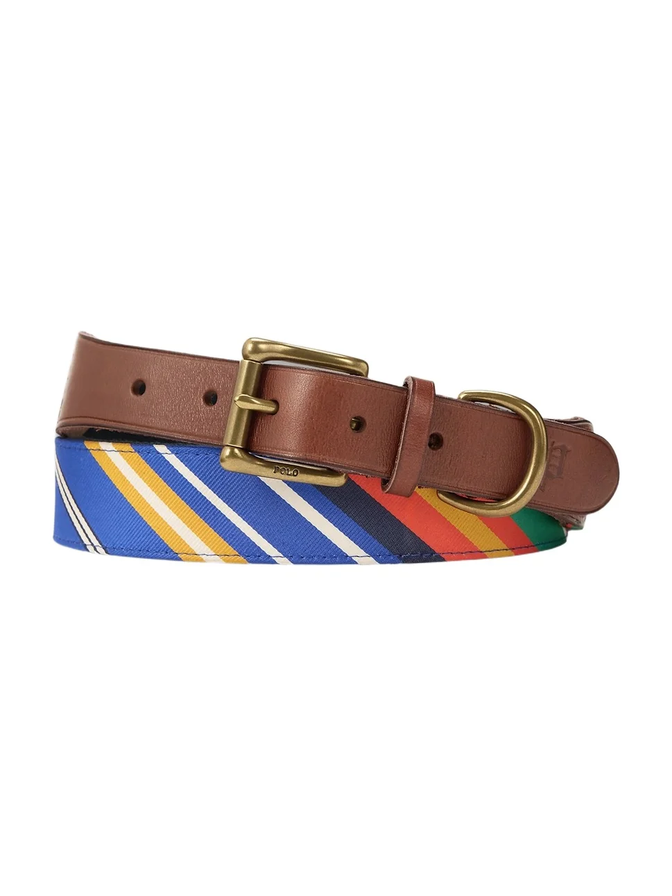 Polo Ralph Lauren Men's Leather-Trim Striped Jacquard Belt
