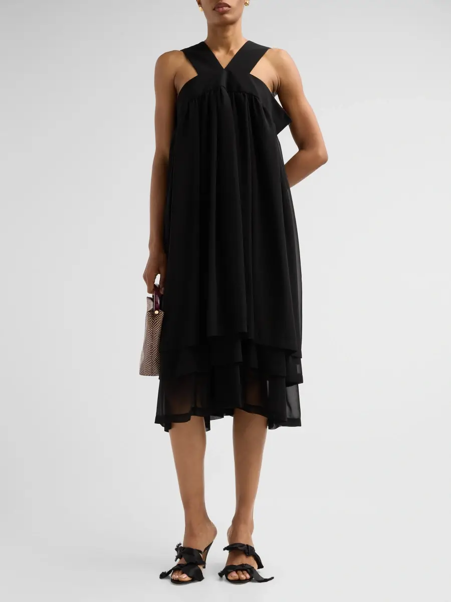 Comme des Garçons Women's Georgette V-Neck Midi Dress | Thumbnail 2 Comme des Garçons Women's Georgette V-Neck Midi Dress | Thumbnail 2
