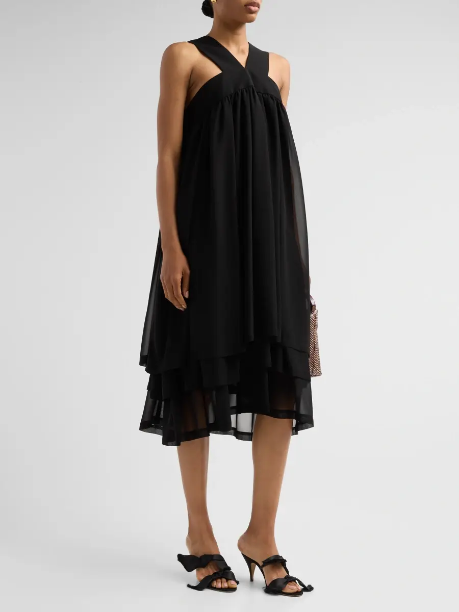 Comme des Garçons Women's Georgette V-Neck Midi Dress | Thumbnail 4 Comme des Garçons Women's Georgette V-Neck Midi Dress | Thumbnail 4