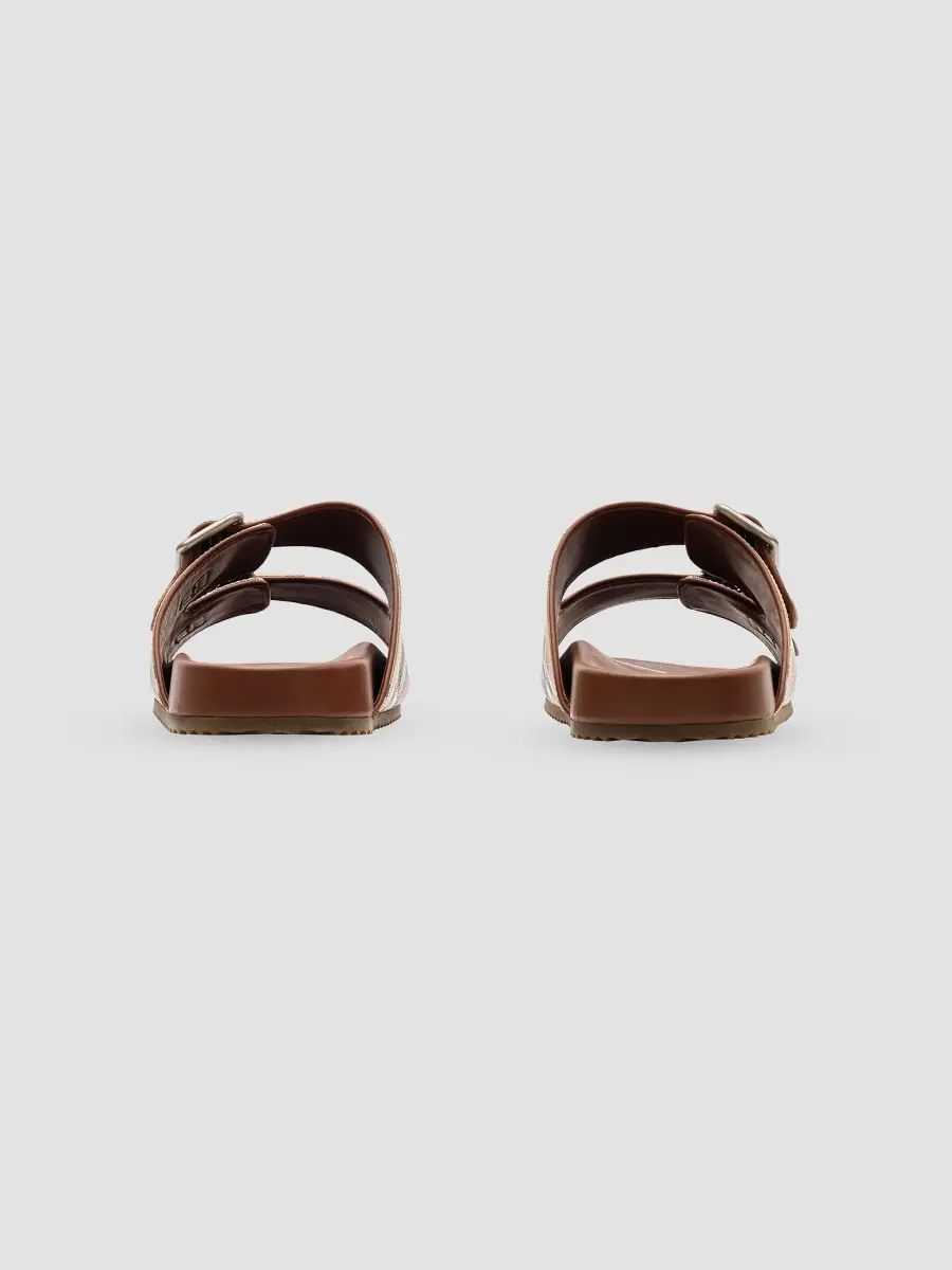 Burberry Men's Urchin Check & Leather Slide Sandals | Thumbnail 3 Burberry Men's Urchin Check & Leather Slide Sandals | Thumbnail 3