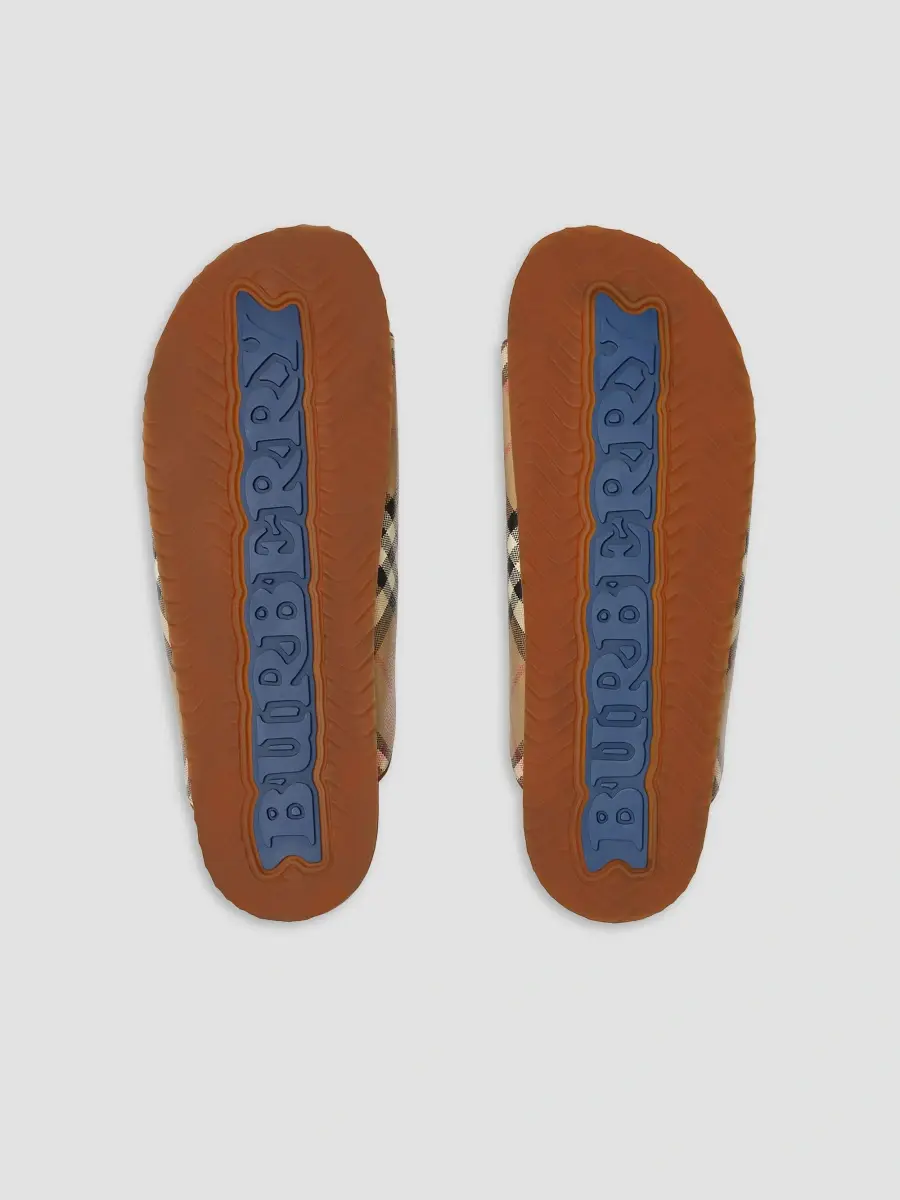 Burberry Men's Urchin Check & Leather Slide Sandals | Thumbnail 5 Burberry Men's Urchin Check & Leather Slide Sandals | Thumbnail 5