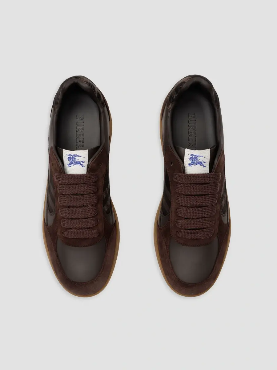 Burberry Men's Terrace Check Leather & Suede Low-Top Sneakers | Thumbnail 4 Burberry Men's Terrace Check Leather & Suede Low-Top Sneakers | Thumbnail 4