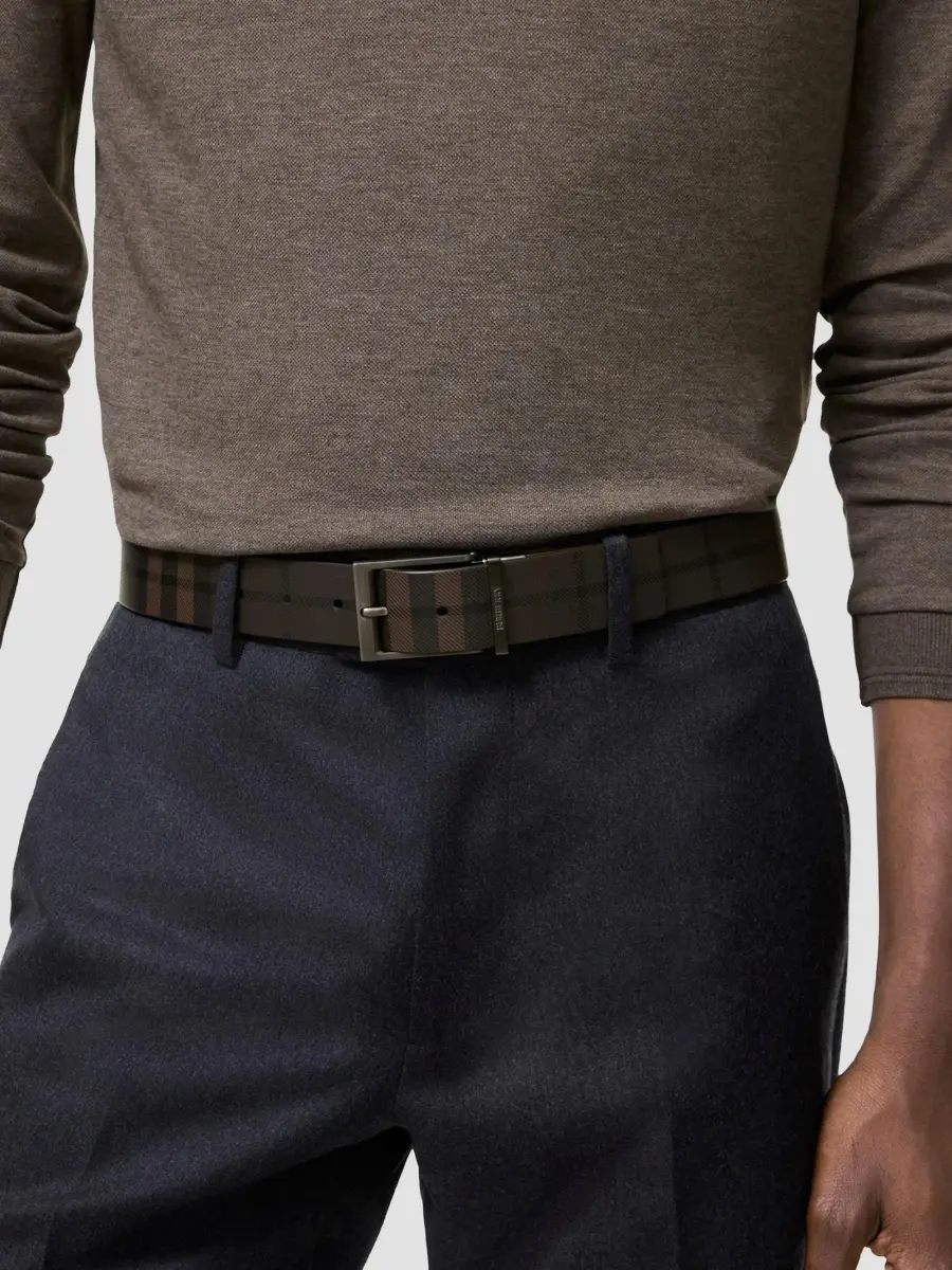 Burberry Men's Reversible Check Belt | Thumbnail 2