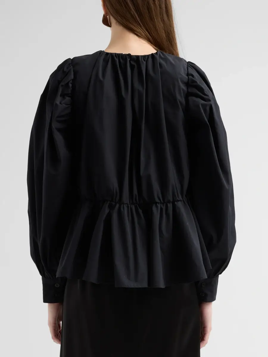 Ganni Women's Compact Poplin Gathered Peplum Blouse | Thumbnail 3 Ganni Women's Compact Poplin Gathered Peplum Blouse | Thumbnail 3