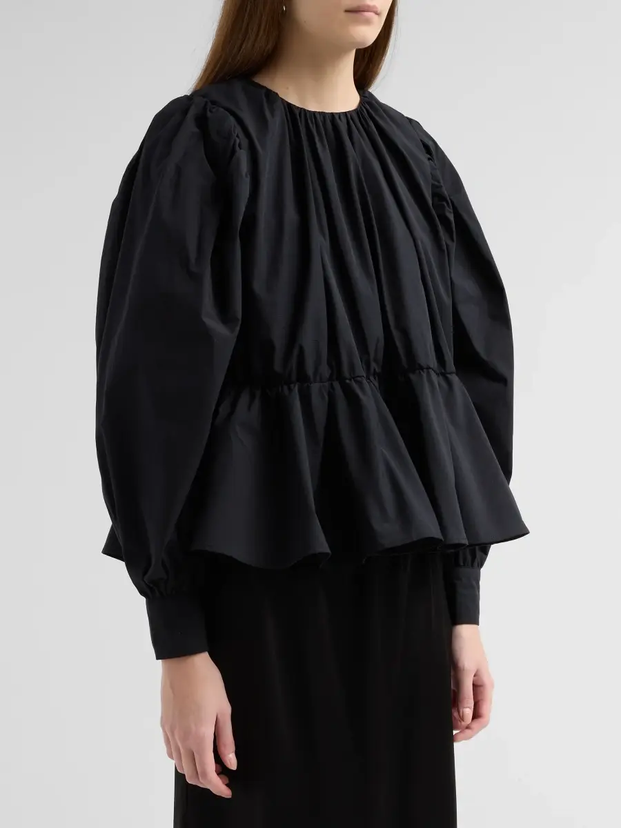 Ganni Women's Compact Poplin Gathered Peplum Blouse | Thumbnail 4 Ganni Women's Compact Poplin Gathered Peplum Blouse | Thumbnail 4
