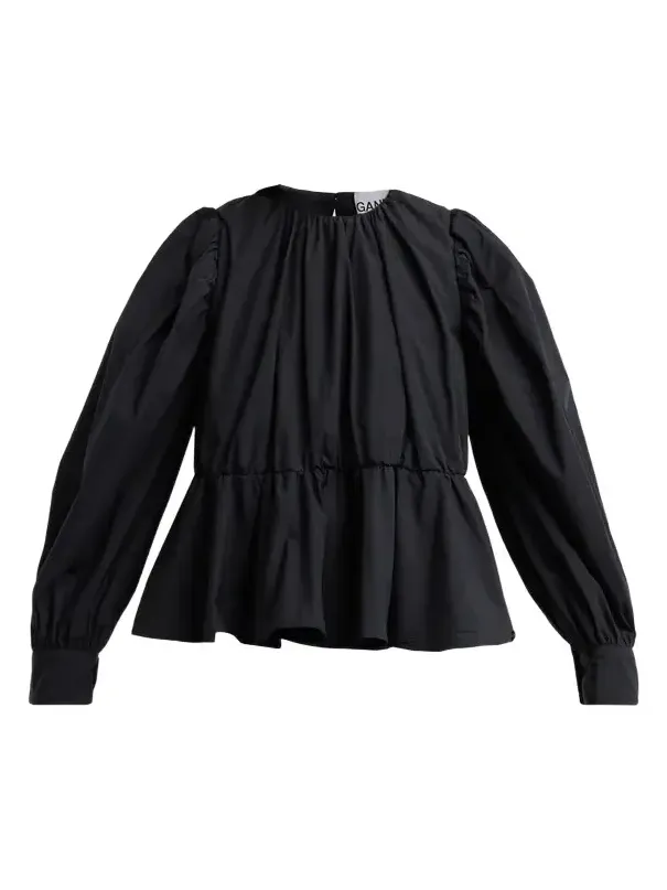 Women's Compact Poplin Gathered Peplum Blouse