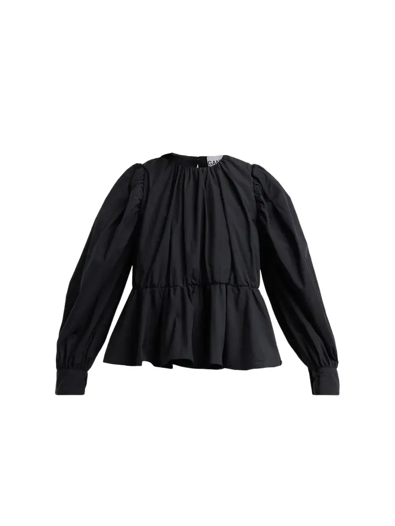 Women's Compact Poplin Gathered Peplum Blouse Women's Compact Poplin Gathered Peplum Blouse
